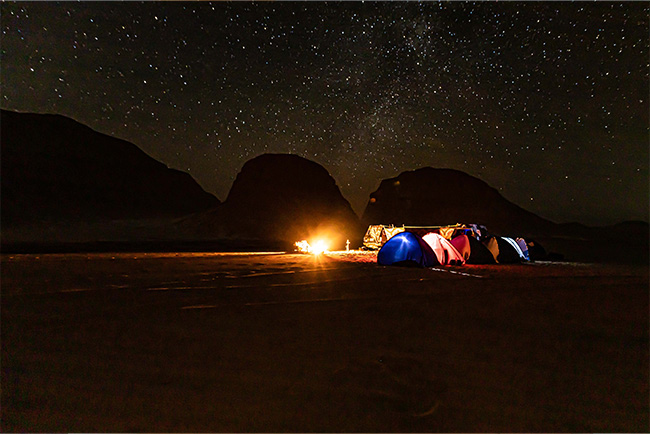 camping night at desert in Egypt